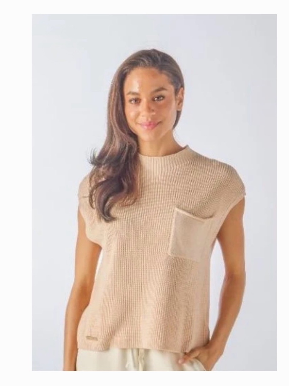 Simply Southern Knit Breeze Sleeveless Top - Macadamia size Large.
